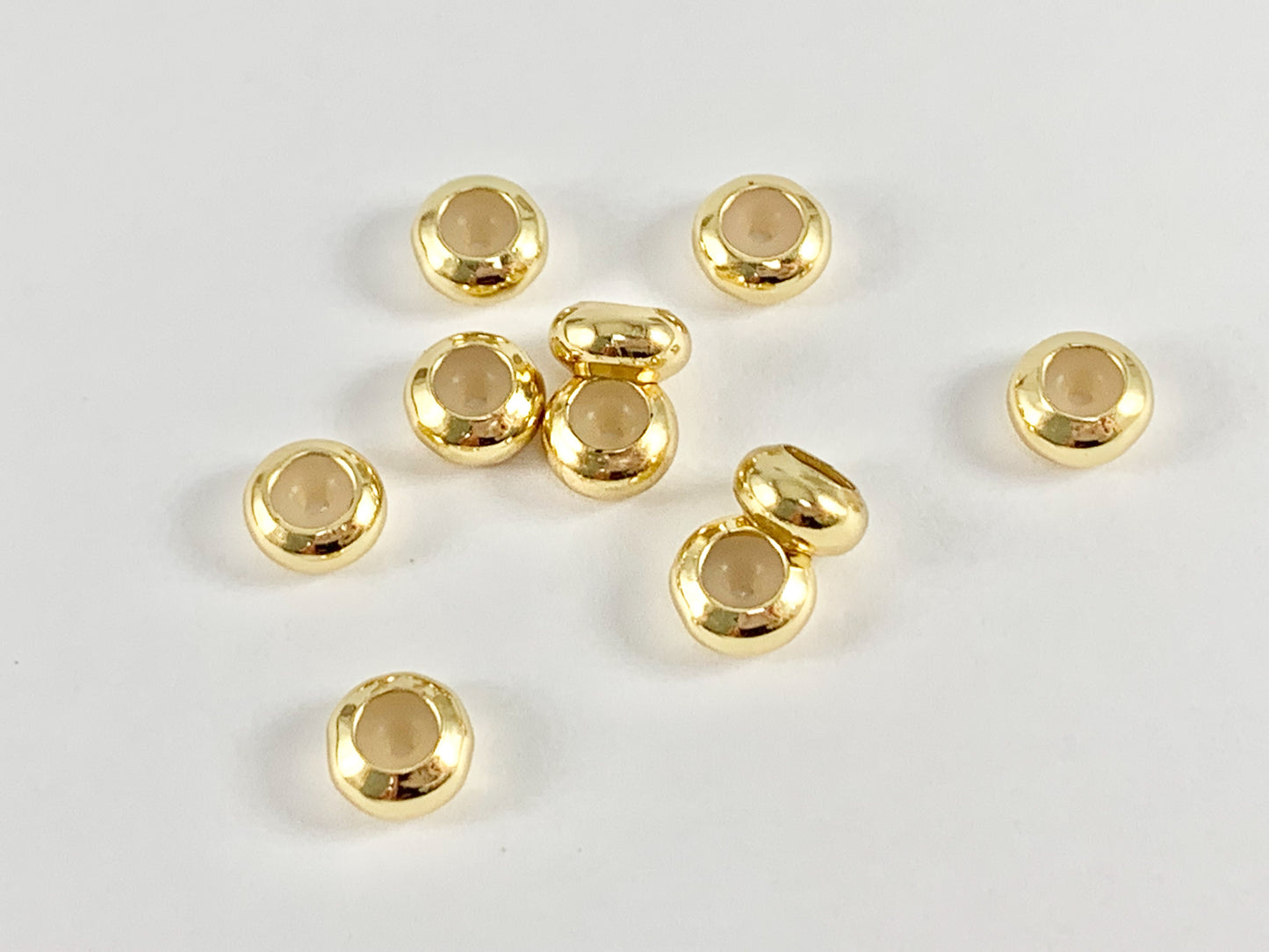 Gold Plated Rubber hole Slider Bead Clasp Stopper in 18K Gold Plated Copper for Jewelry Making 10 pcs