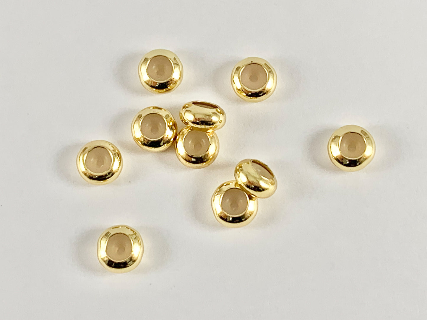 Gold Plated Rubber hole Slider Bead Clasp Stopper in 18K Gold Plated Copper for Jewelry Making 10 pcs