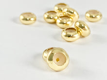 Load image into Gallery viewer, Gold Plated Rubber hole Slider Bead Clasp Stopper in 18K Gold Plated Copper for Jewelry Making 10 pcs
