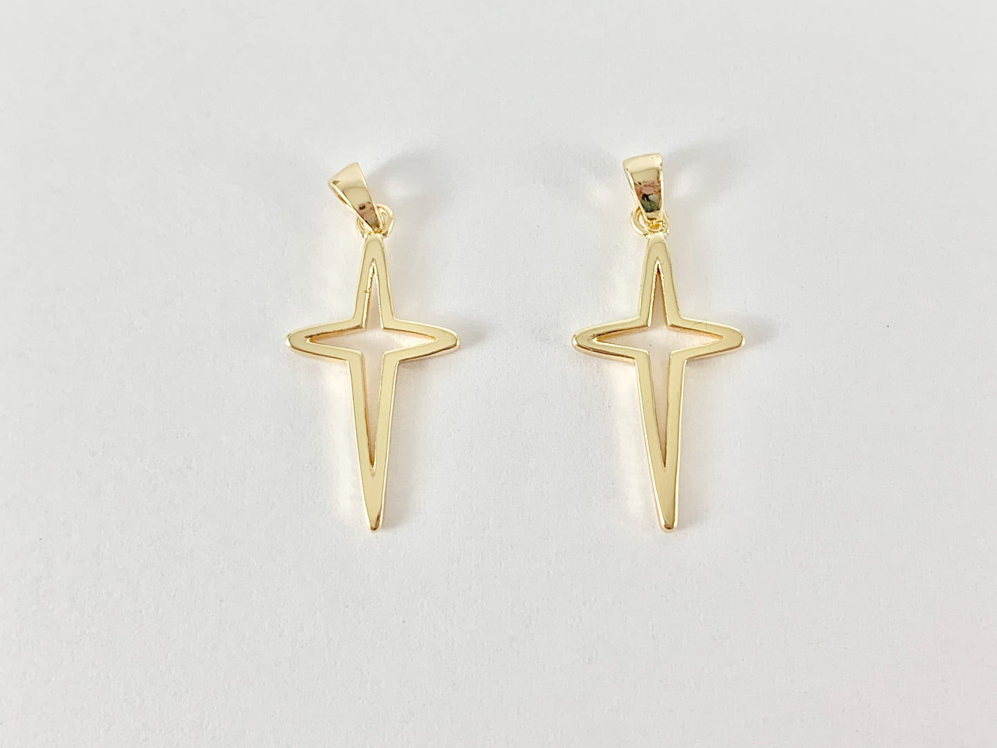 Gold Plated Cross Charms Pendants in 18K gold plated Copper 10pcs