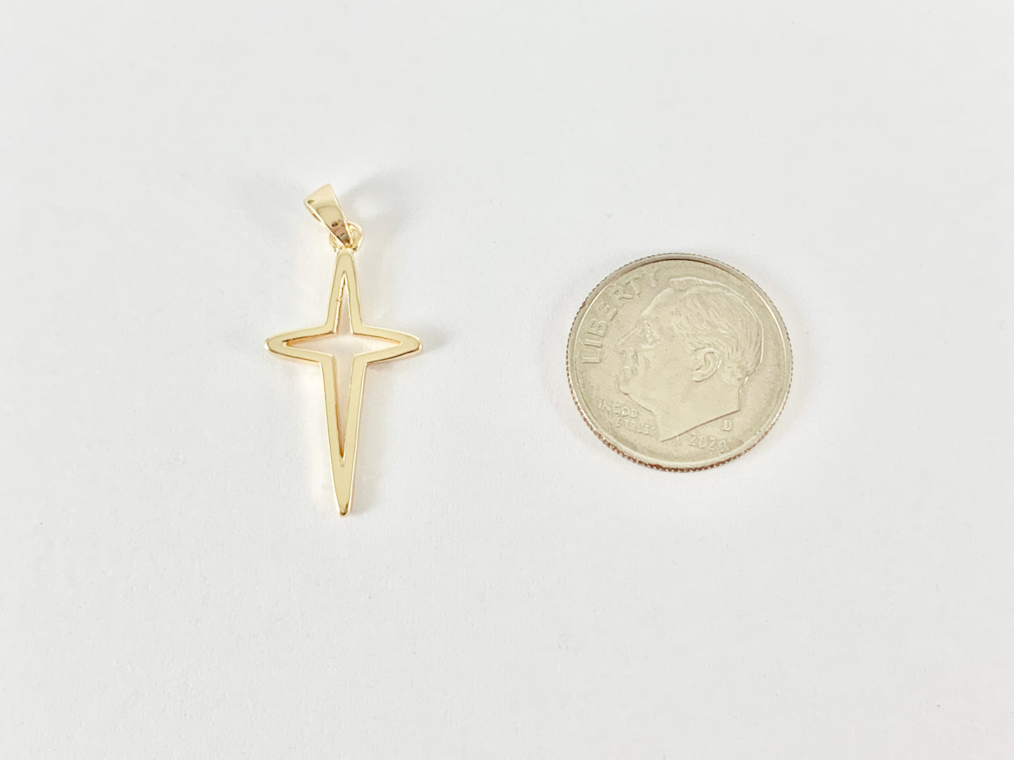 Gold Plated Cross Charms Pendants in 18K gold plated Copper 10pcs