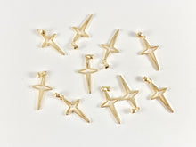 Load image into Gallery viewer, Gold Plated Cross Charms Pendants in 18K gold plated Copper 10pcs
