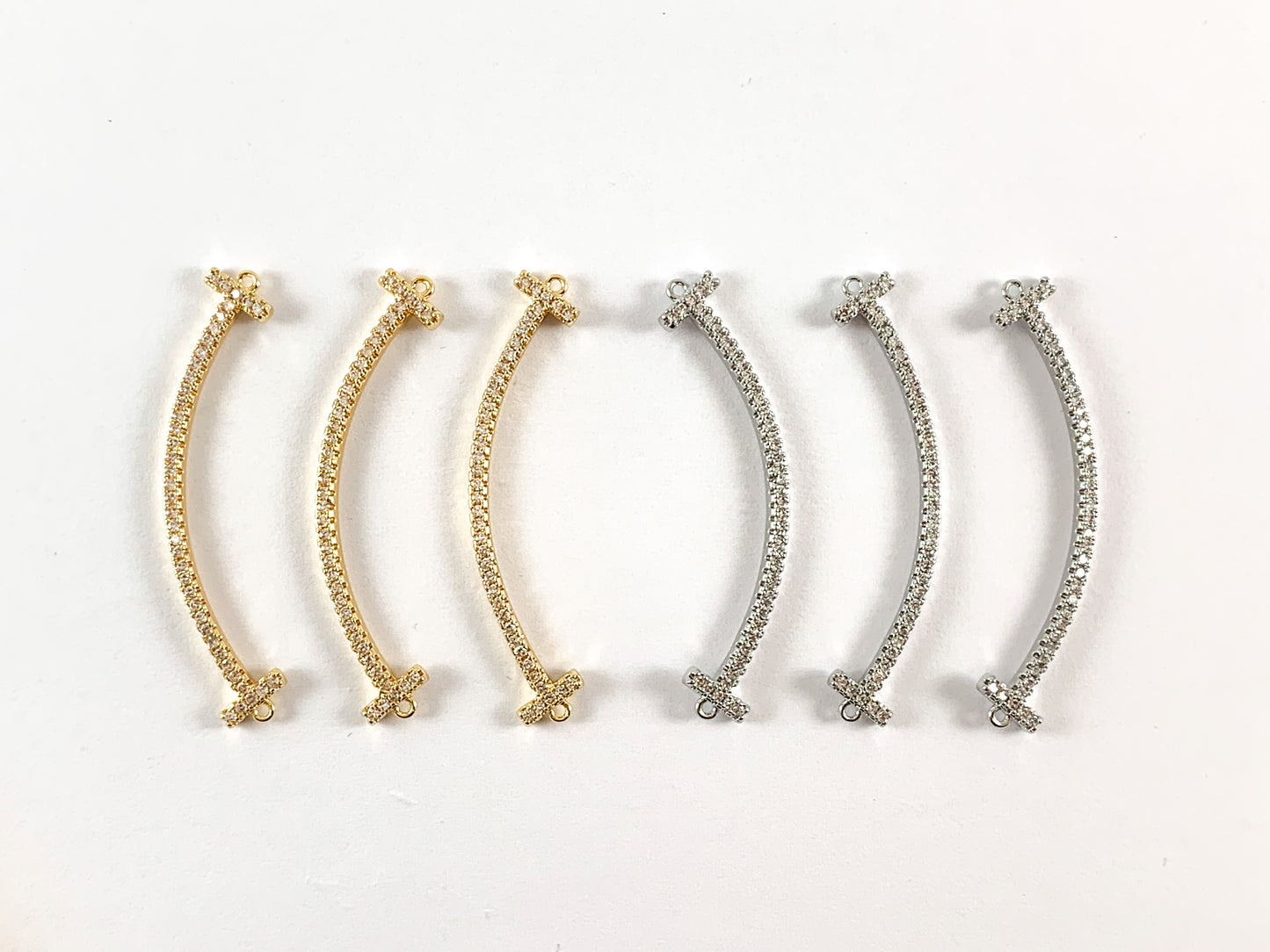 Real Gold Plated 18K Micro CZ Pave Smiley Face Connector Over Brass 6pcs