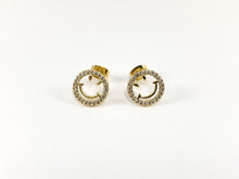 Load image into Gallery viewer, Real 18K Gold Plated CZ Pave Smiley Face Stud Earrings Over Brass 4 pairs
