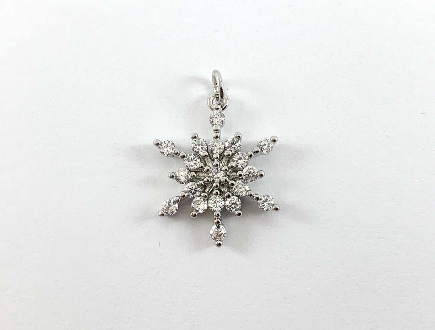 Real Gold 18K Plated Micro CZ Pave Snowflake Charm Over Copper 6pcs