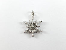 Load image into Gallery viewer, Real Gold 18K Plated Micro CZ Pave Snowflake Charm Over Copper 6pcs
