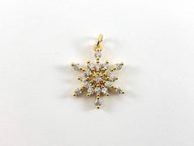 Load image into Gallery viewer, Real Gold 18K Plated Micro CZ Pave Snowflake Charm Over Copper 6pcs
