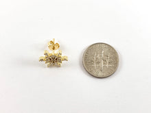 Load image into Gallery viewer, Real Gold/Platinum Plated CZ Pave Snowflake Earring Stud Over Copper 3pairs
