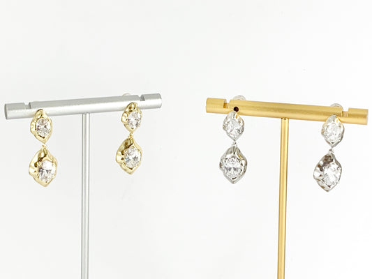 Deslumbrantes aretes colgantes orgánicos con diamantes de imitación soldados en oro de 18 quilates o cobre plateado, 3 pares