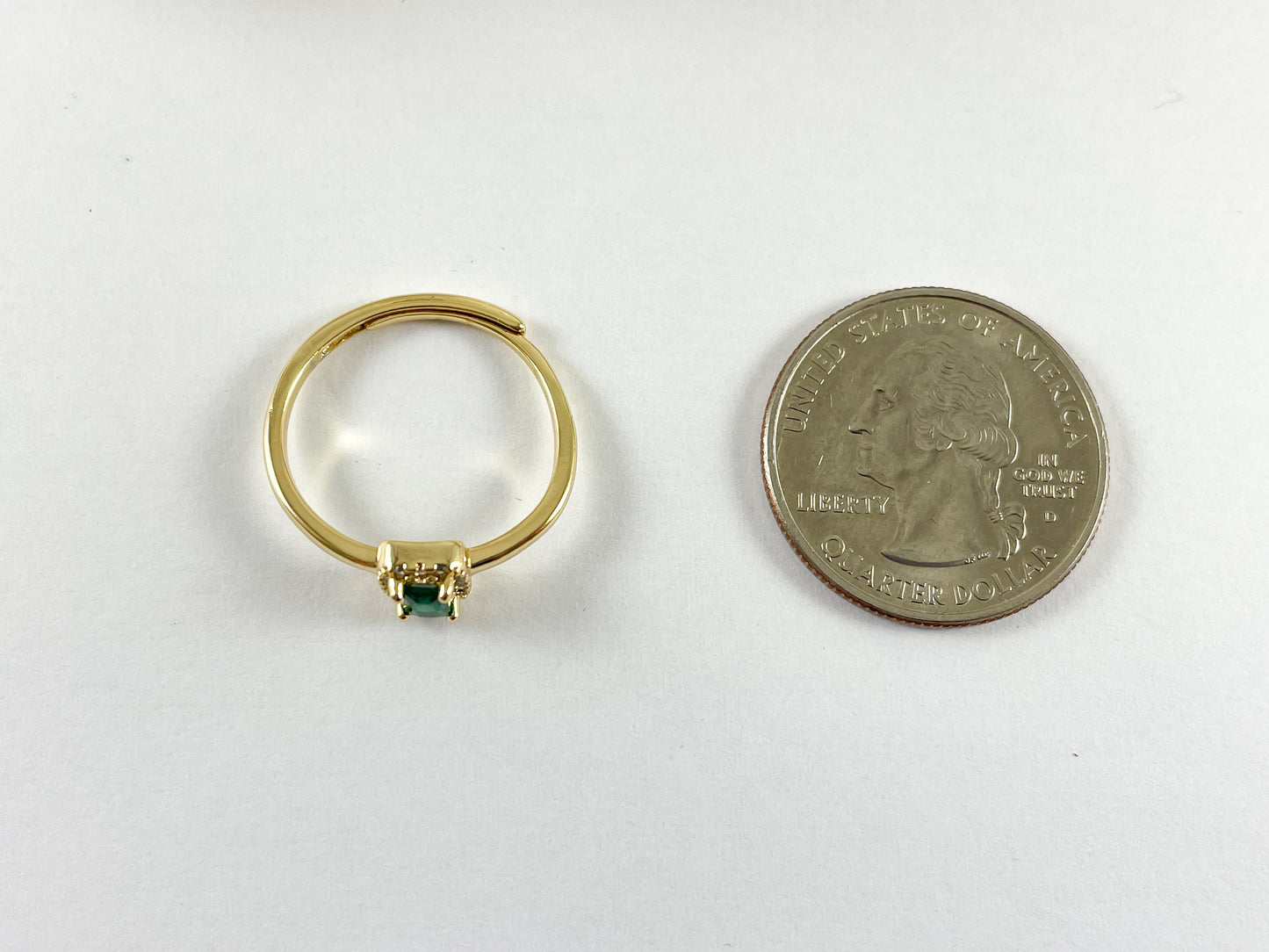 18K Real Gold Plated Rectangle CZ Pave Emerald Cut Solitaire Halo Pink Diamond Adjustable Ring 6pcs