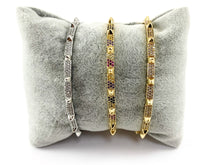 Load image into Gallery viewer, Real Gold/Platinum 18K Plated Copper CZ Pave Spikes Dainty Bracelet Cuffs
