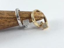 Load image into Gallery viewer, Real 18K Gold and Platinum Plated CZ Pave Square Bypass Nail Ring 4 pcs
