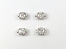 Load image into Gallery viewer, 18K Gold/Silver Plated CZ Pave Square Connector Over Copper 6pcs
