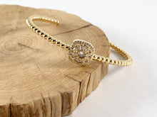 Load image into Gallery viewer, Real Gold 18K Plated Copper CZ Pave Square Dainty Adjustable Bracelet Cuffs 1 cuff
