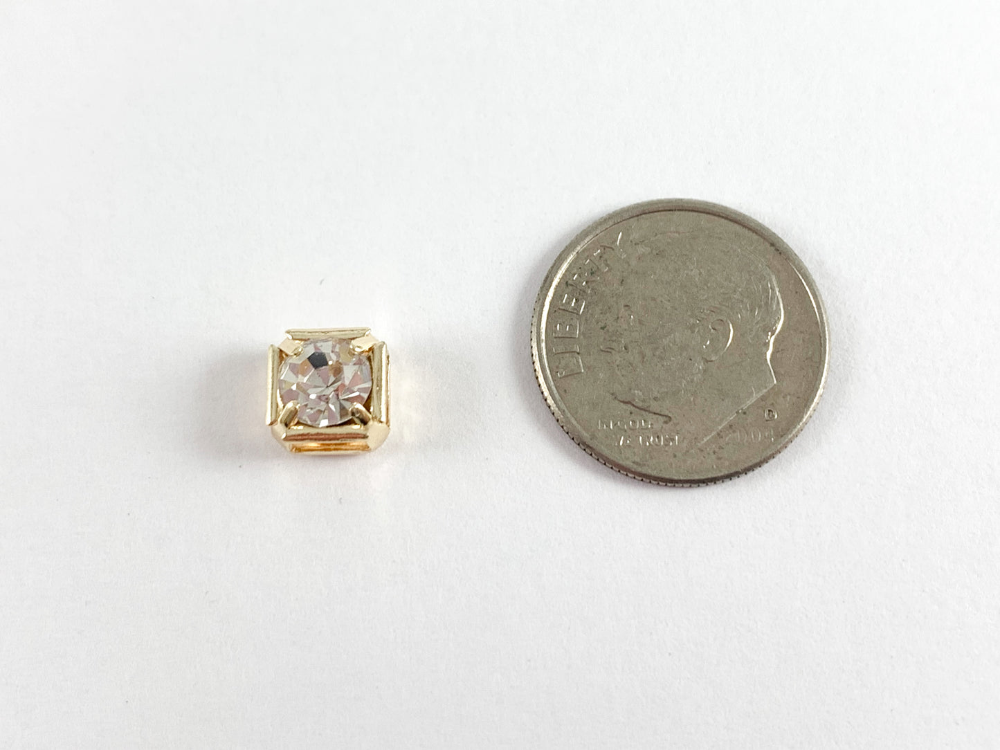 Square Rhinestone Bead 4 hole Slide Spacer Beads in 18K Gold or Silver Plated Copper for Jewelry Making 20pcs