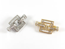 Load image into Gallery viewer, Square CZ Baguette Clasps Findings in 18K Gold or Silver Plated over Copper 3 pcs
