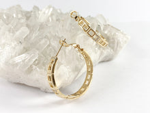 Load image into Gallery viewer, Square Link CZ Pave Hoops Earrings in 18k Gold or Silver plated Copper 2pairs
