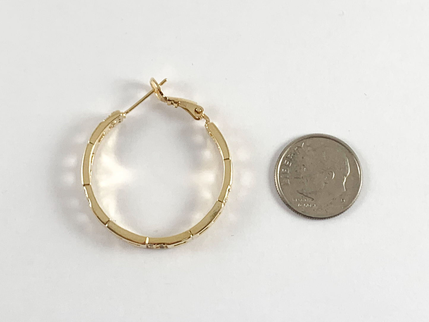 Pendientes de aro con pavé de circonita cúbica y eslabones cuadrados en cobre chapado en oro o plata de 18 k, 2 pares
