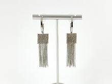 Load image into Gallery viewer, Real 18K Gold/Silver Plated CZ Pave Square Tassel Earring Over Copper 1 pair
