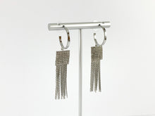 Load image into Gallery viewer, Real 18K Gold/Silver Plated CZ Pave Square Tassel Earring Over Copper 1 pair
