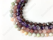 Load image into Gallery viewer, 10mm Hand Cut Gemstones Star cut Faceted Natural Gemstone Beads Around 15&quot;
