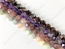 Load image into Gallery viewer, 10mm Hand Cut Gemstones Star cut Faceted Natural Gemstone Beads Around 15&quot;
