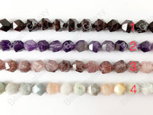 Load image into Gallery viewer, 10mm Hand Cut Gemstones Star cut Faceted Natural Gemstone Beads Around 15&quot;
