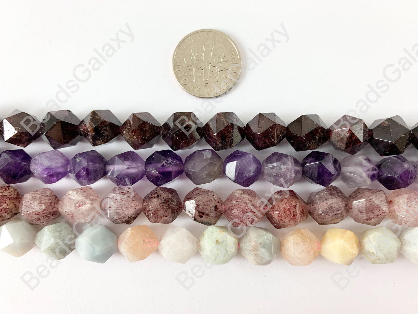 10mm Hand Cut Gemstones Star cut Faceted Natural Gemstone Beads Around 15"