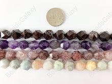 Load image into Gallery viewer, 10mm Hand Cut Gemstones Star cut Faceted Natural Gemstone Beads Around 15&quot;
