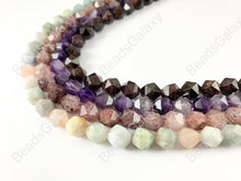 Load image into Gallery viewer, 10mm Hand Cut Gemstones Star cut Faceted Natural Gemstone Beads Around 15&quot;
