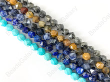 Load image into Gallery viewer, 8mm Hand cut Gemstones Star cut Faceted Natural Gemstone Beads Around 15&quot;
