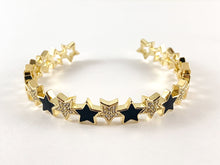 Load image into Gallery viewer, Real Gold 18K Plated Enamel CZ Pave Copper Star Adjustable Bracelet Cuffs/Bangles 1pc
