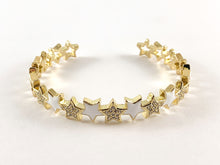 Load image into Gallery viewer, Real Gold 18K Plated Enamel CZ Pave Copper Star Adjustable Bracelet Cuffs/Bangles 1pc
