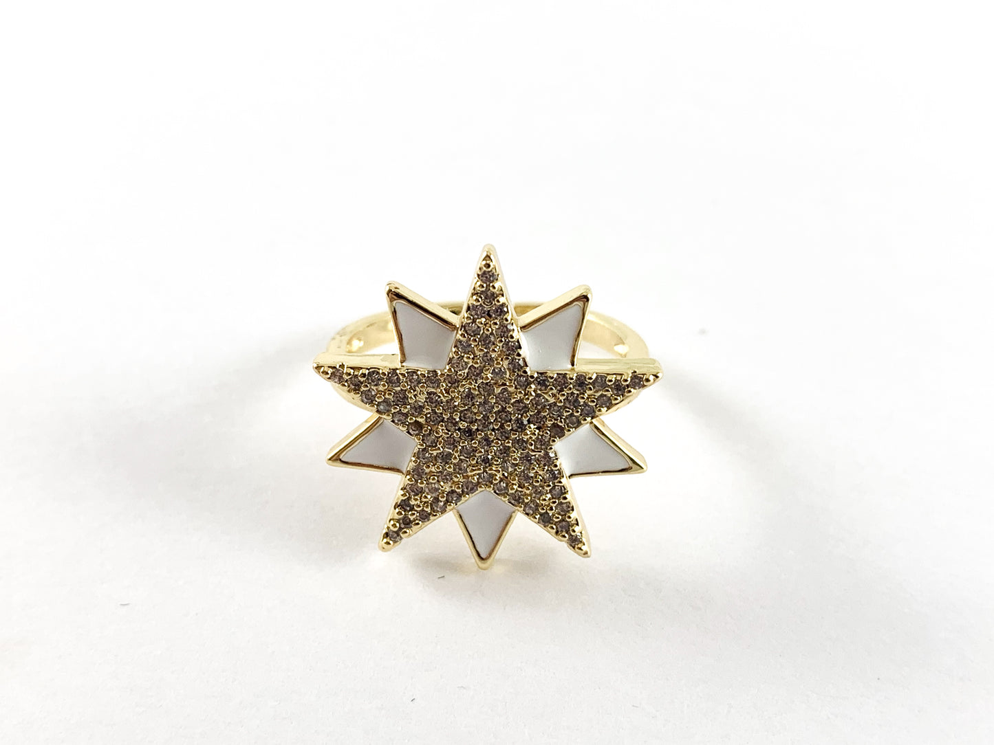 Anillo ajustable Starburst esmaltado chapado en oro real de 18 quilates, 3 piezas