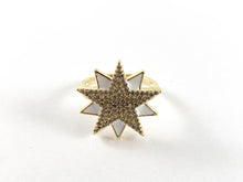 Cargar imagen en el visor de la galería, Anillo ajustable Starburst esmaltado chapado en oro real de 18 quilates, 3 piezas
