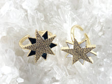 Load image into Gallery viewer, Real Gold 18K Plated Enamel Starburst Adjustable Ring 3pcs
