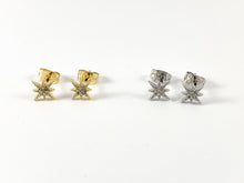 Load image into Gallery viewer, Real 18K Gold/Platinum Plated Pave Starburst Tiny Earring Stud Over Copper 5 pairs
