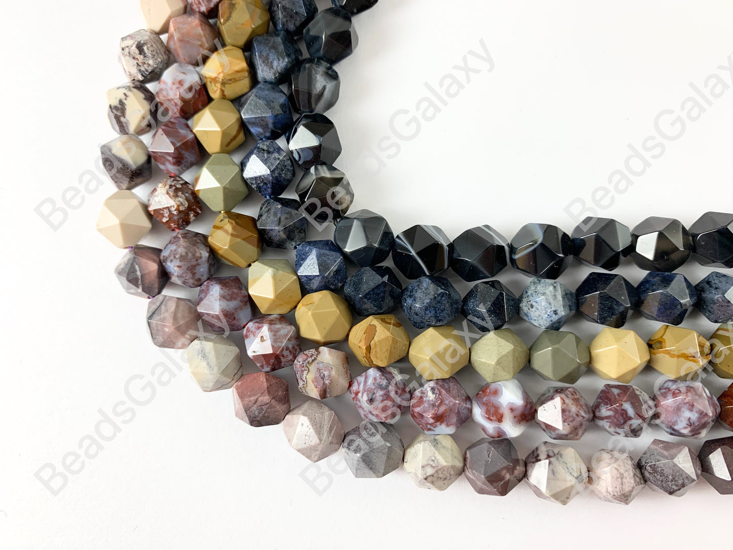 10mm Hand Cut Gemstones Star cut Faceted Natural Gemstone Beads Around 15"