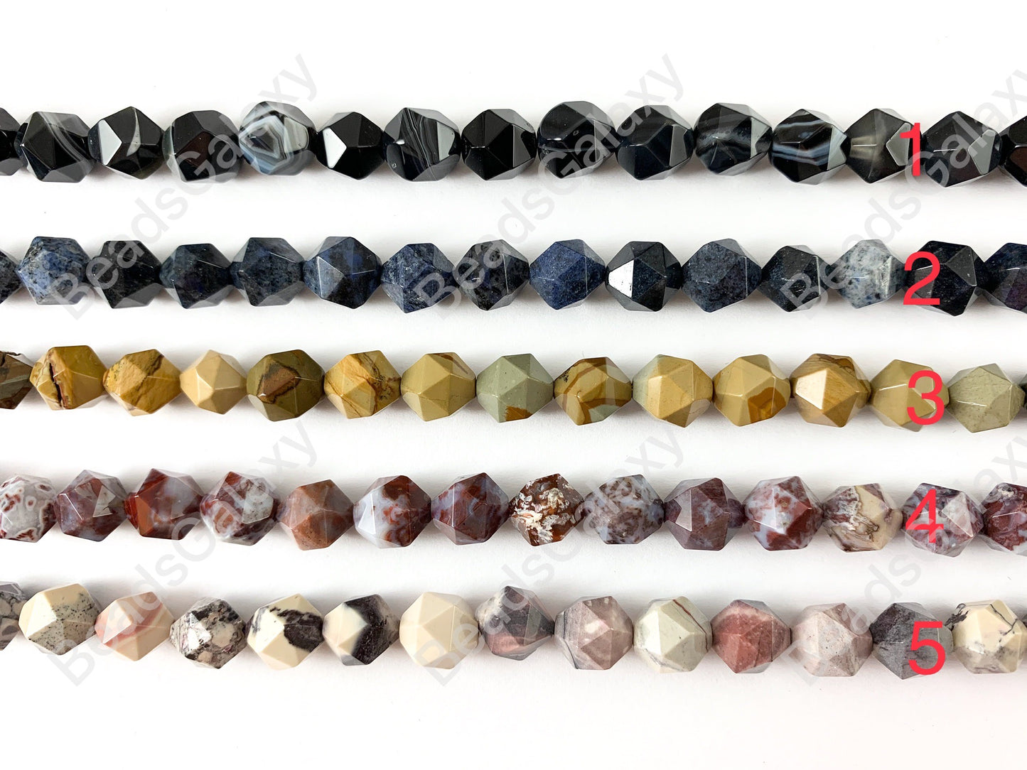 10mm Hand Cut Gemstones Star cut Faceted Natural Gemstone Beads Around 15"