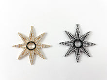 Load image into Gallery viewer, Star Burst Pendant -18K Gold/Gunmetal Plated Micro CZ Pave Over Brass 3pcs
