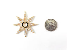 Load image into Gallery viewer, Star Burst Pendant -18K Gold/Gunmetal Plated Micro CZ Pave Over Brass 3pcs
