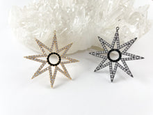 Load image into Gallery viewer, Star Burst Pendant -18K Gold/Gunmetal Plated Micro CZ Pave Over Brass 3pcs
