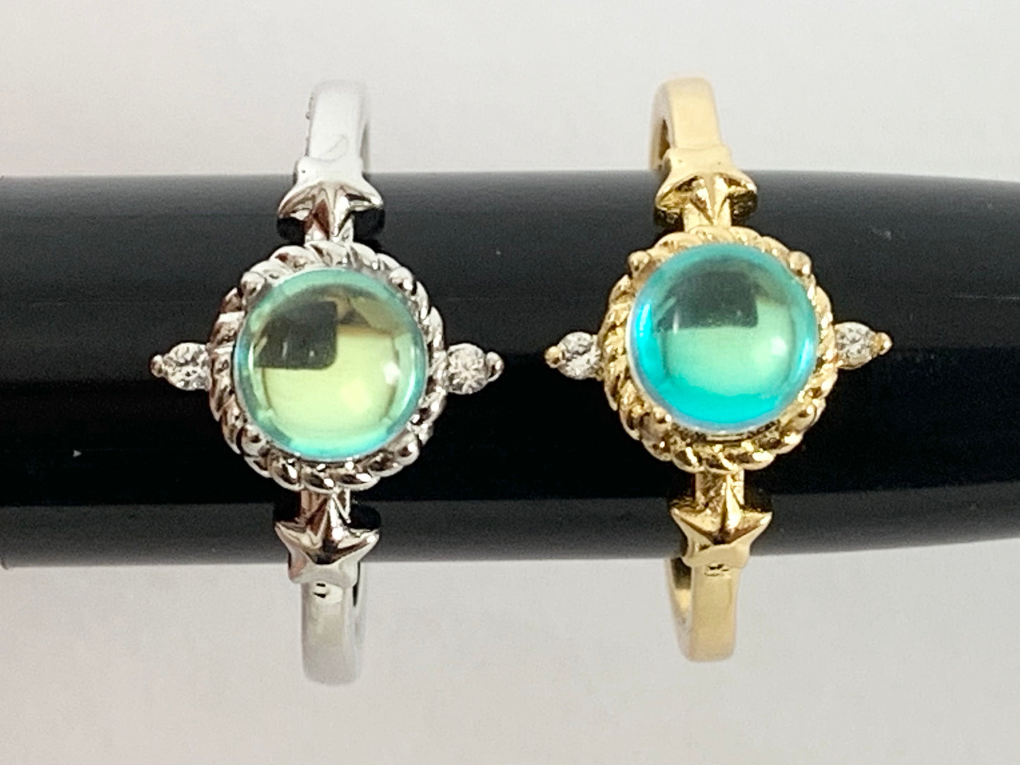 18K Real Gold/Platinum Plated CZ Pave AB Moon Star Ring 4pcs