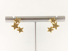 Load image into Gallery viewer, Real 18K Gold/Platinum Plated CZ Pave Triple Star Earring Stud Over Copper 3 pairs
