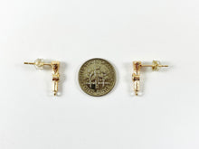 Load image into Gallery viewer, Gold Branch with CZ Pave Earring Stud Component Over Copper 5 pairs
