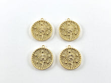 Load image into Gallery viewer, Real Gold 18K Plated Coin Daisy Floral Charm Pendant Over Brass 8pcs
