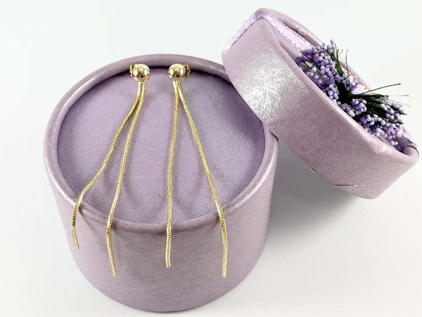 Real 18K Gold Plated Long Dainty Tassel Earring Over Copper 4 pairs