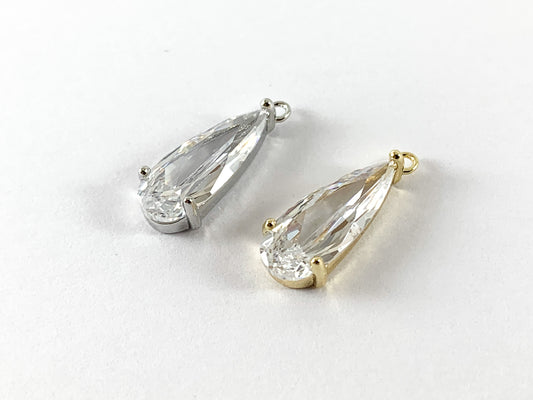 Real Gold 18K Plated Micro CZ Pave Teardrop Charm Over Brass 10pcs