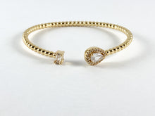 Load image into Gallery viewer, Real Gold 18K Plated Copper CZ Pave Teardrop Dainty Adjustable Bracelet Cuffs 1 cuff
