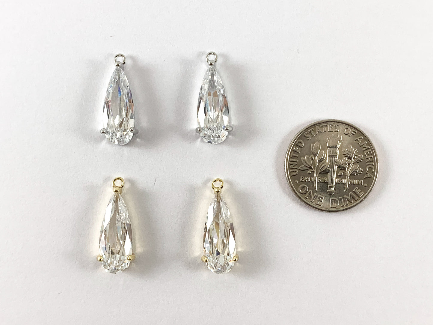 Real Gold 18K Plated Micro CZ Pave Teardrop Charm Over Brass 10pcs